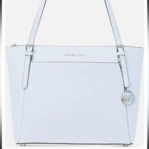 Michael Kor’s Voyager Large Leather Tote, Soft Sky Blue
